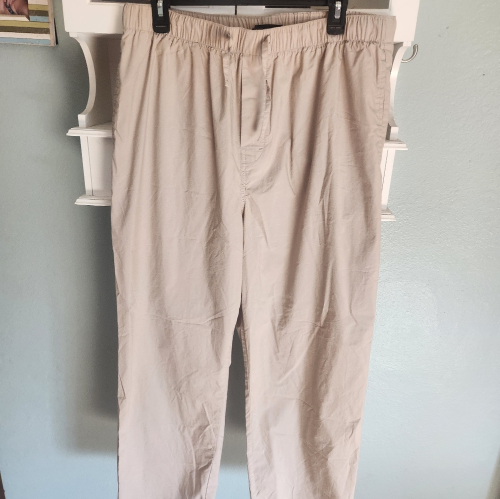 Banana Republic Beige Drawstring Waist Cotton Button Fly Pull On Pants Size XL
